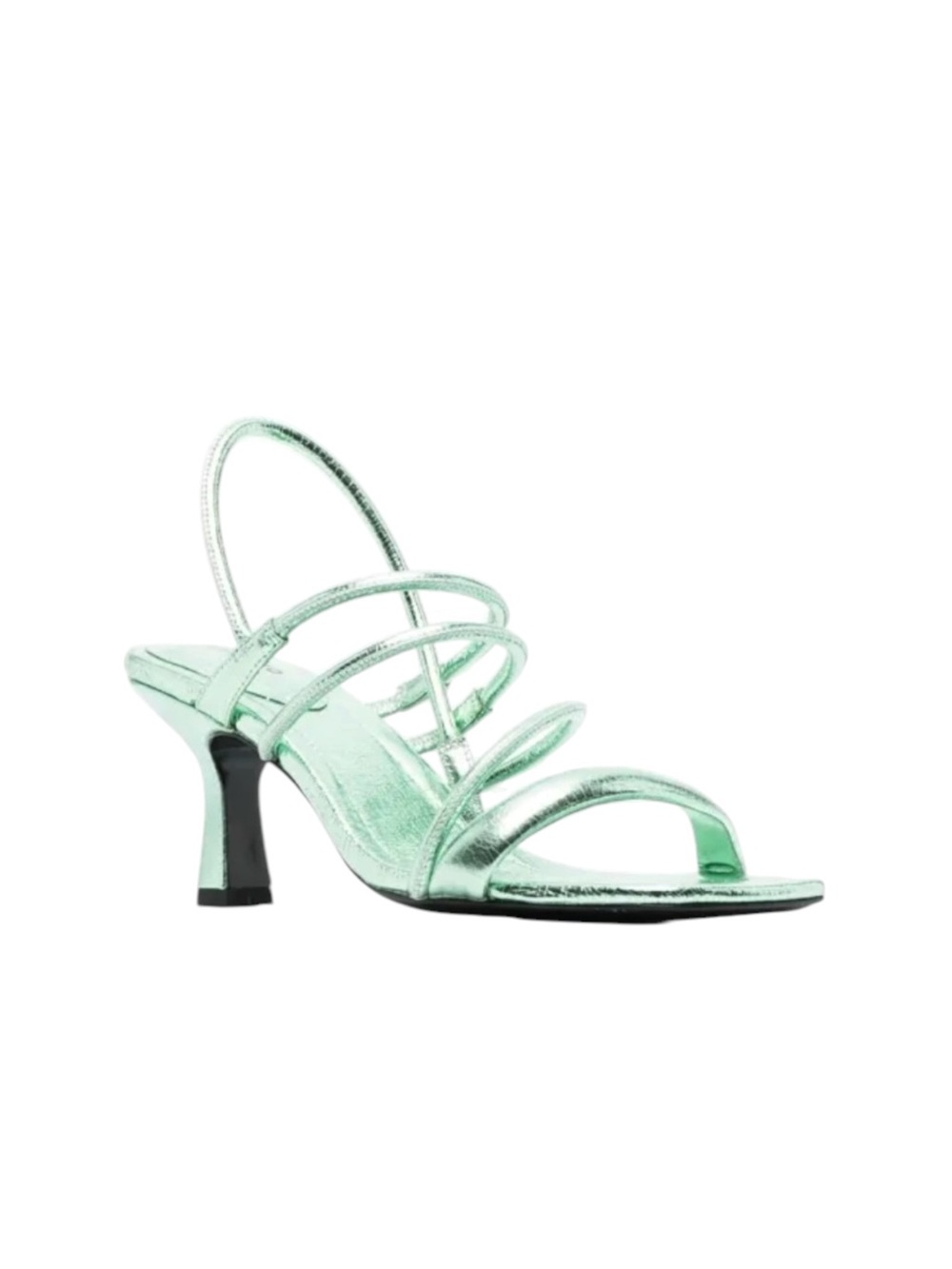 NEW SANDRO Metallic Strappy Leather Heel Square Toe Sandals US 9.5